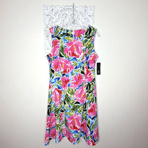 AGB size 8 Tropical Floral Fit & Flare Sleeveless Dress Resort Garden Party NWT